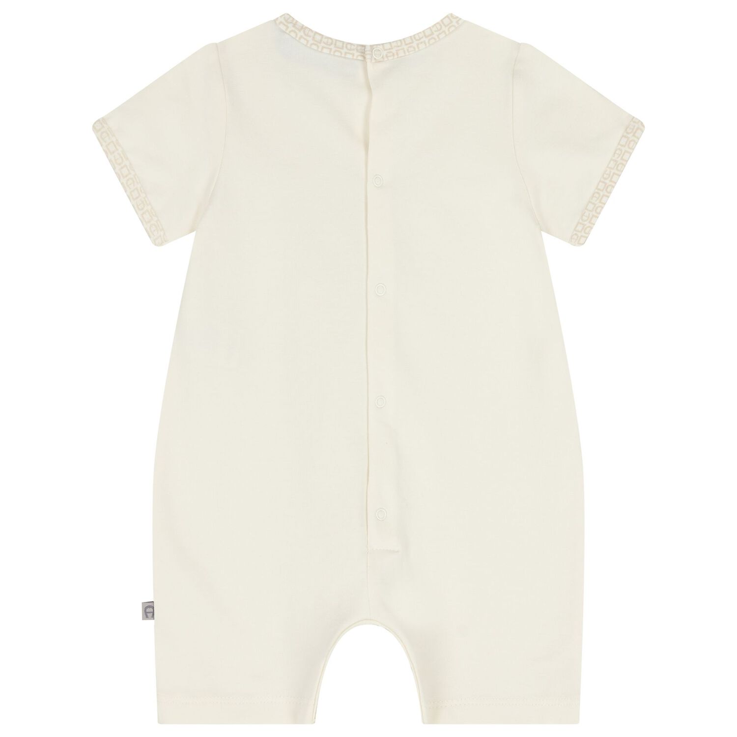 Ivory Teddy Bear Logo Baby Romper, 1, hi-res