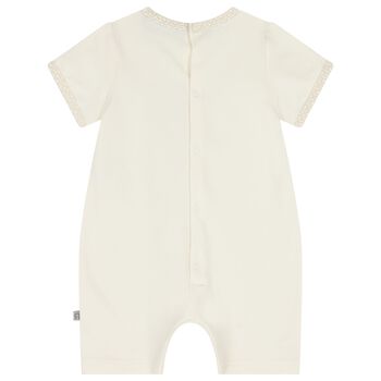 Ivory Teddy Bear Logo Baby Romper