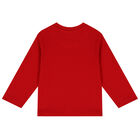 Younger Boys Red Logo Long Sleeve Top, 2, hi-res