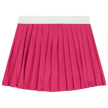 Girls Pink Logo Pleated Skirt