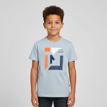 Boys Blue Embossed T-Shirt