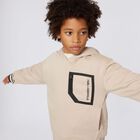 Boys Beige Logo Hooded Top, 1, hi-res