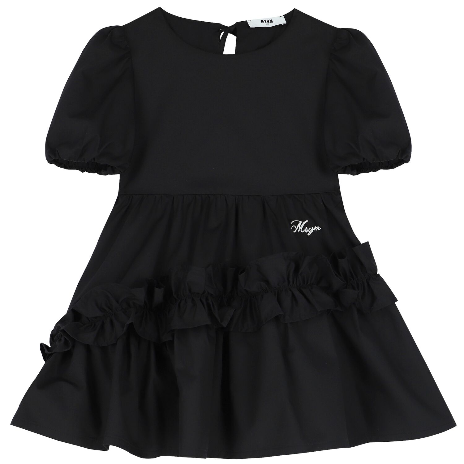 Girls Black Logo Poplin Dress, 2, hi-res image number null