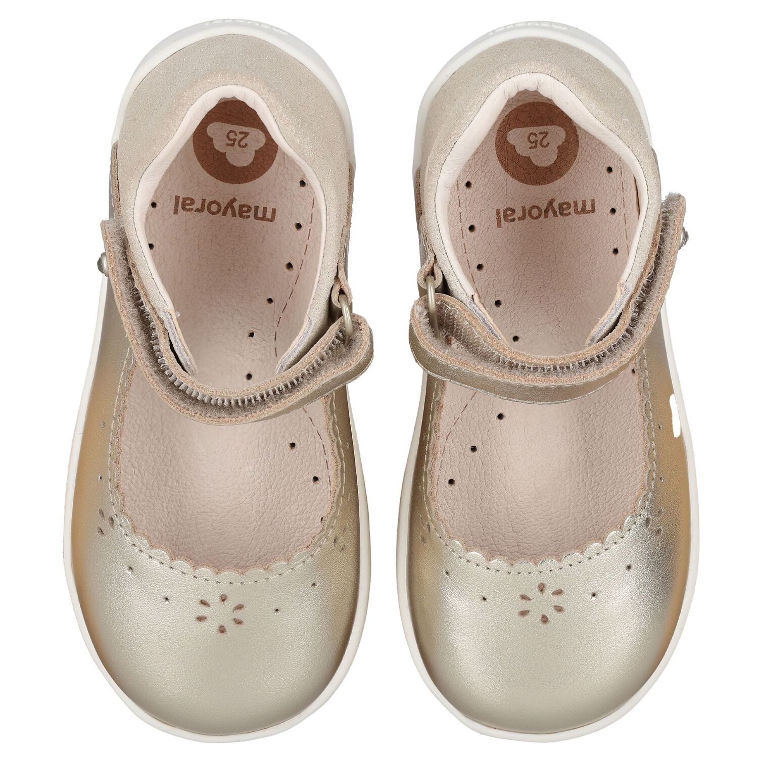 Younger Girls Gold Faux Leather Shoes, 1, hi-res image number null