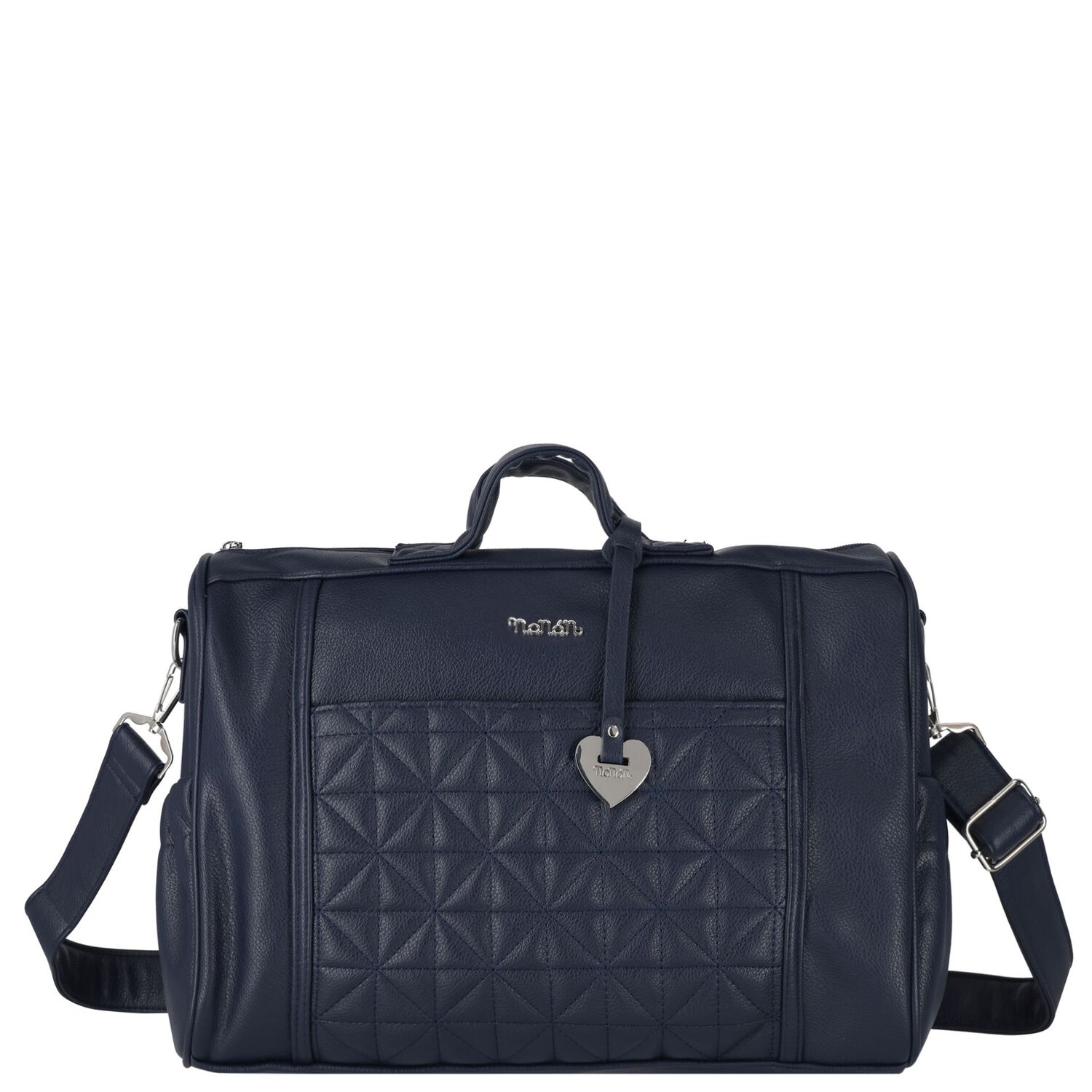 Navy Blue Quilted Baby Changing Bag, 1, hi-res