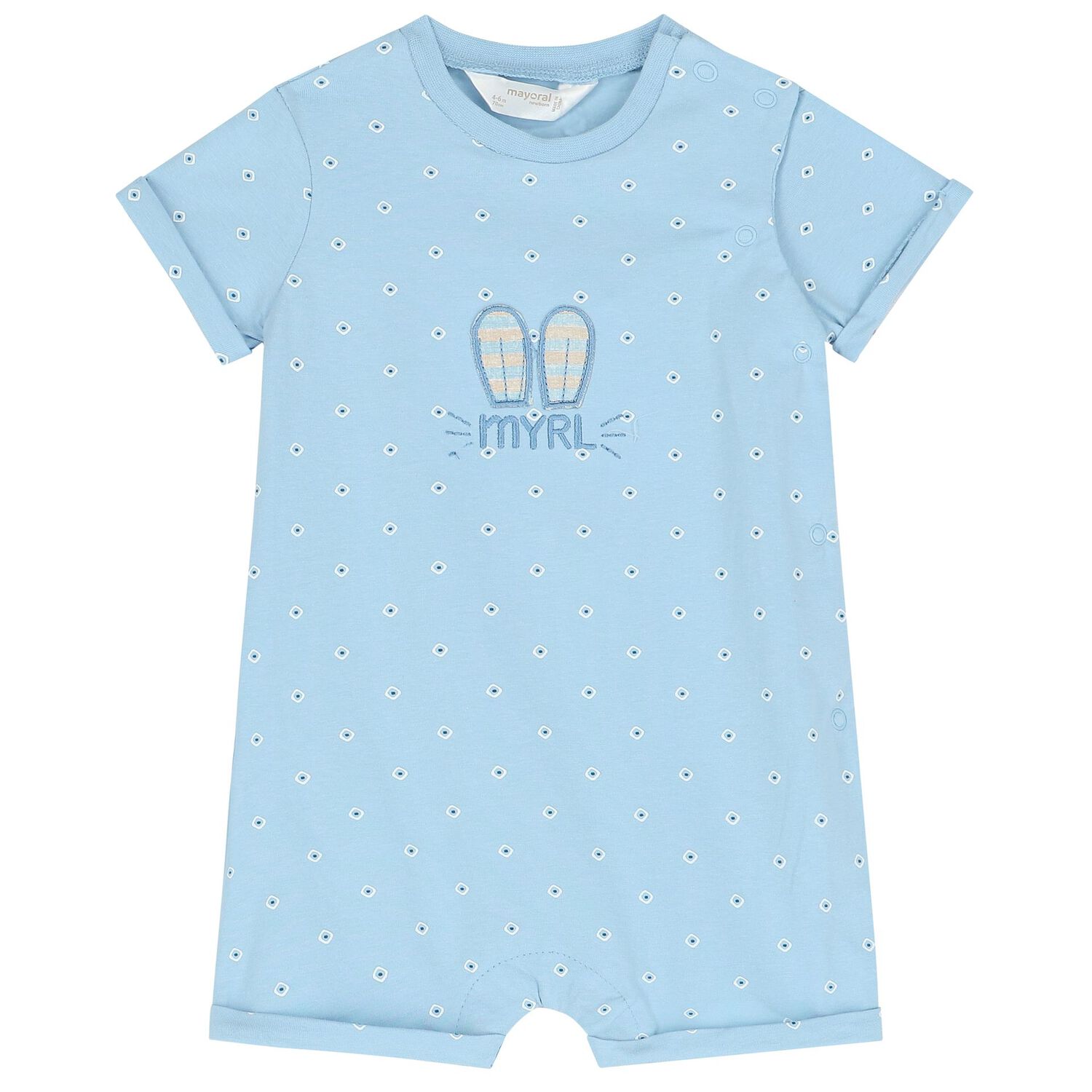 Baby Boys White & Blue Rompers ( 2-Pack ), 1, hi-res