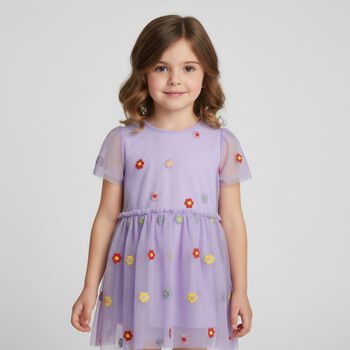 Younger Girls Purple Flower Dress