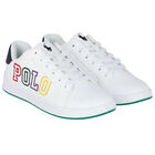 Boys White Logo Trainers, 1, hi-res