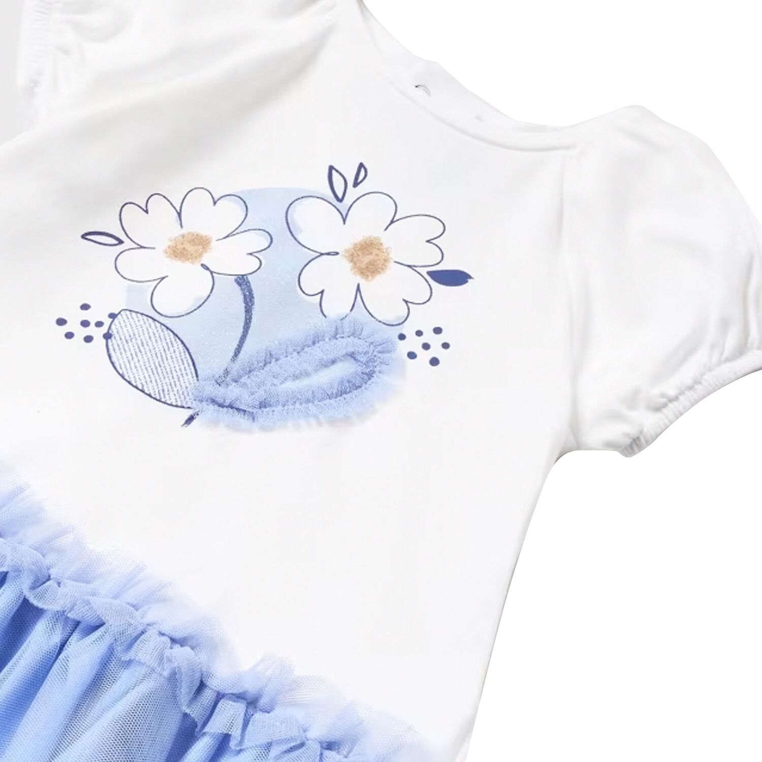 Younger Girls White & Blue Floral Dress, 1, hi-res image number null