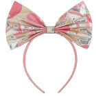 Girls Pink & Silver Bow Headband, 1, hi-res