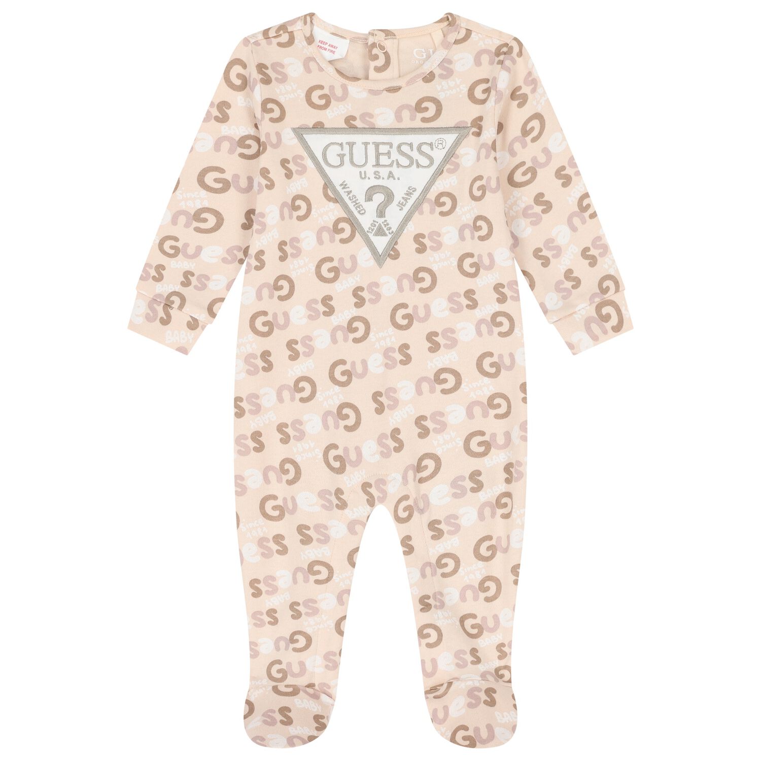 Baby Girls Pink Logo Babygrow, 1, hi-res