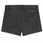 Girls Black Logo Denim Shorts, 1, hi-res