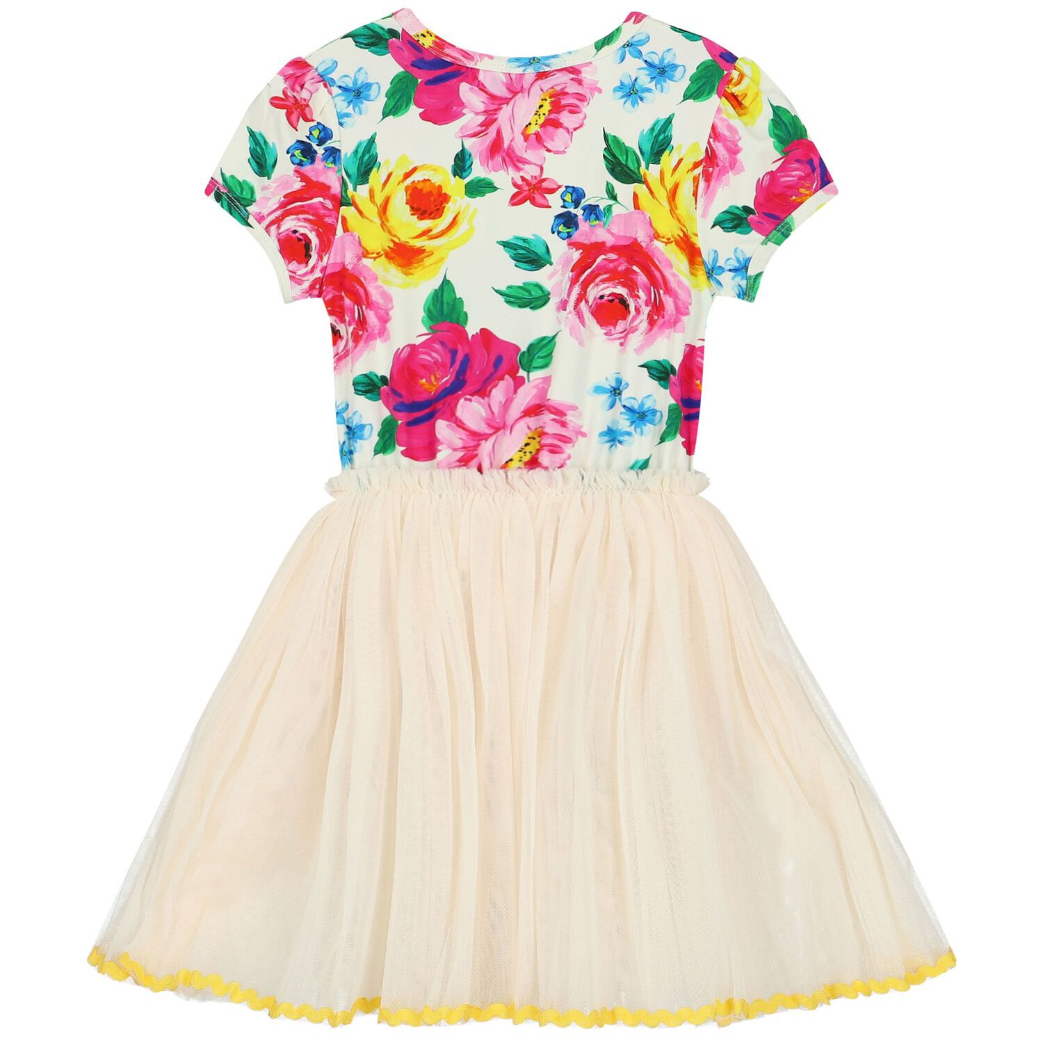 Girls Ivory Floral Tulle Dress, 1, hi-res