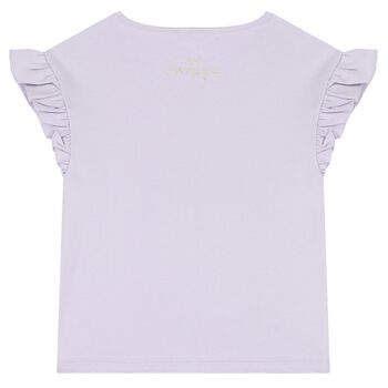 Girls Purple Bow Ruffled Top