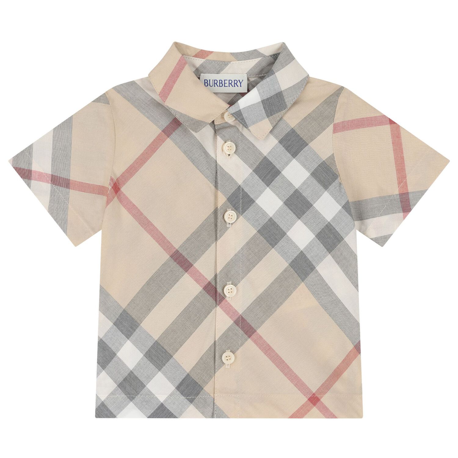 Baby Boys Beige Check Dungaree Set, 1, hi-res