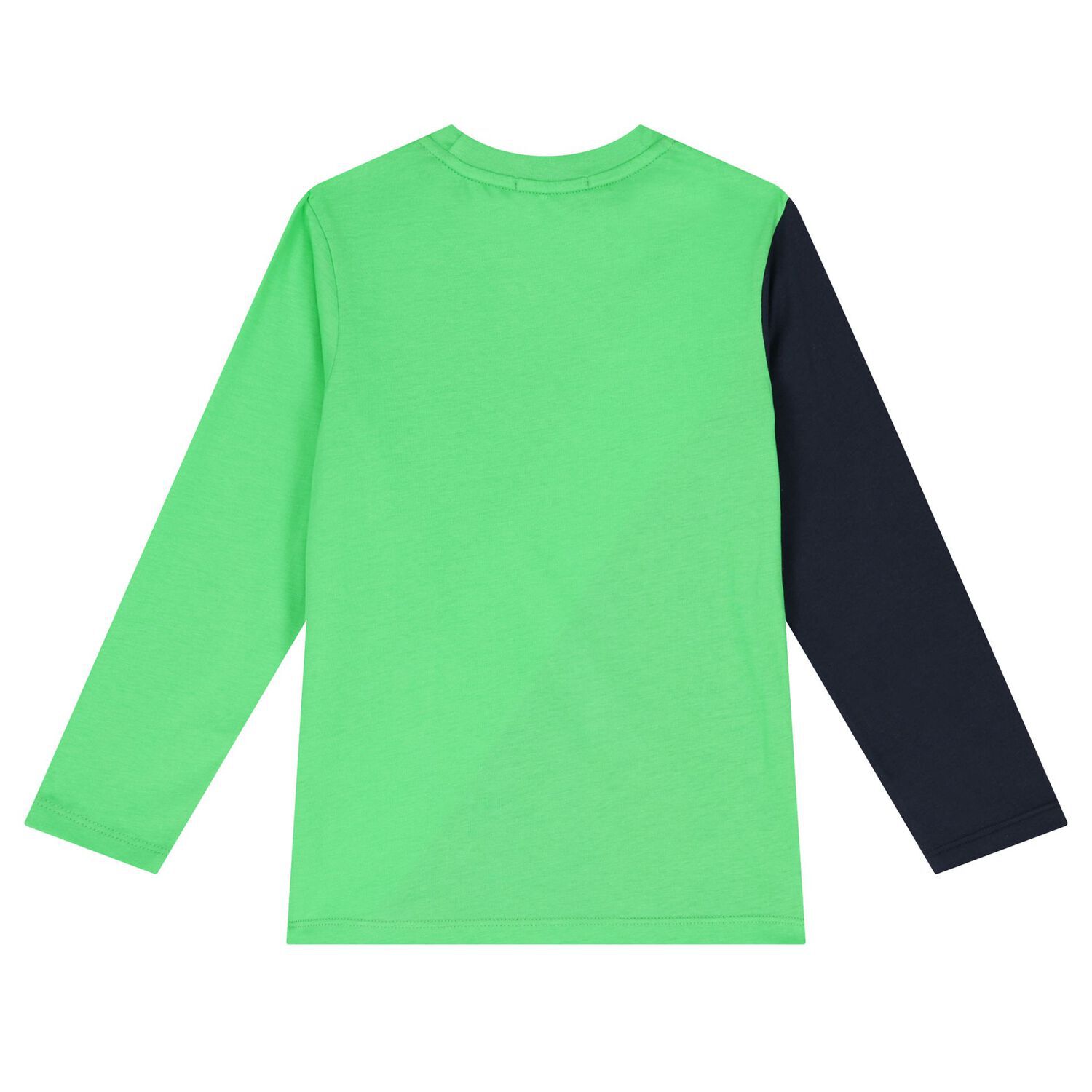Boys Green & Navy Blue Logo Long Sleeve Top, 1, hi-res