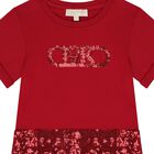 Girls Red Logo Embellished Dress, 2, hi-res
