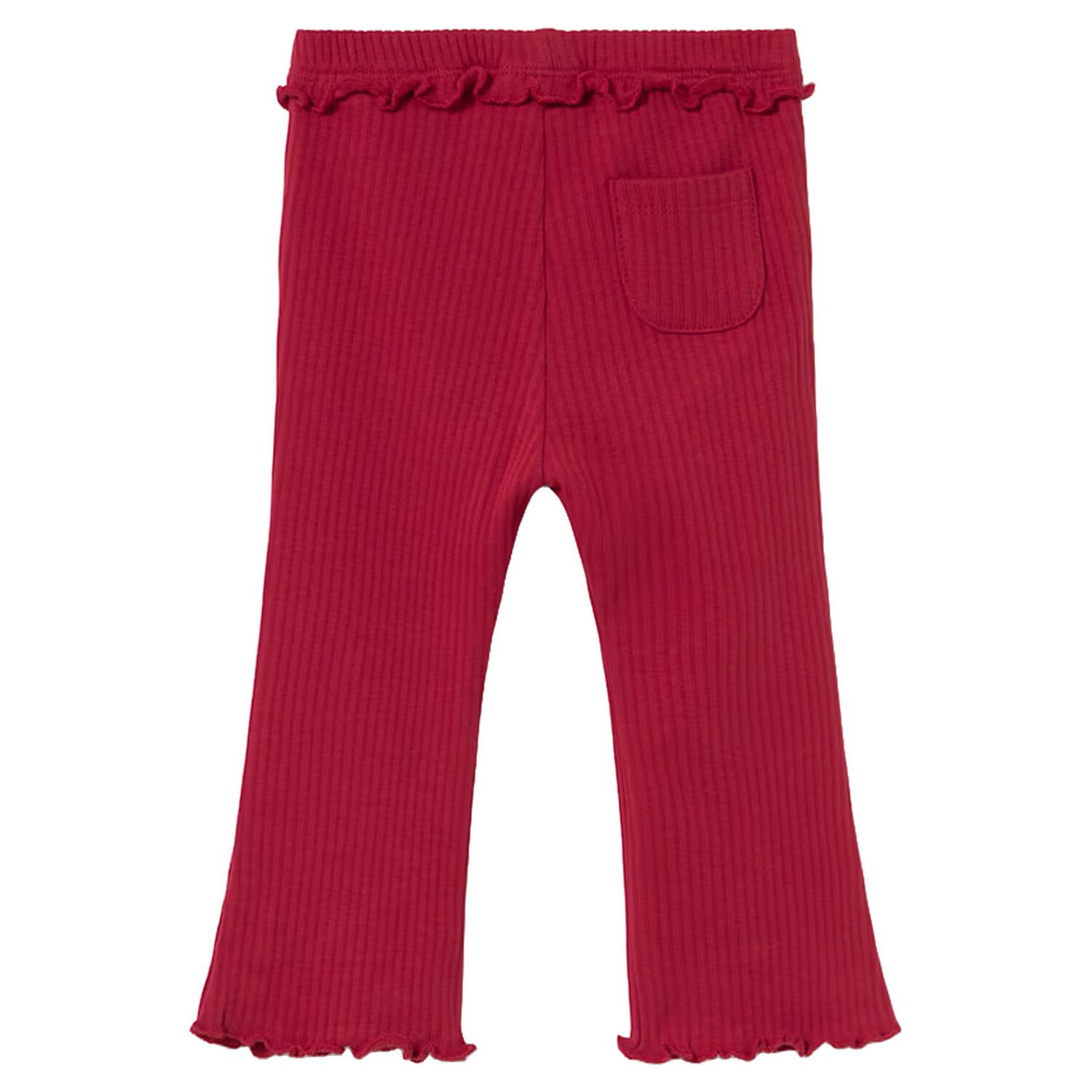 Younger Girls Red Ribbed Leggings, 1, hi-res
