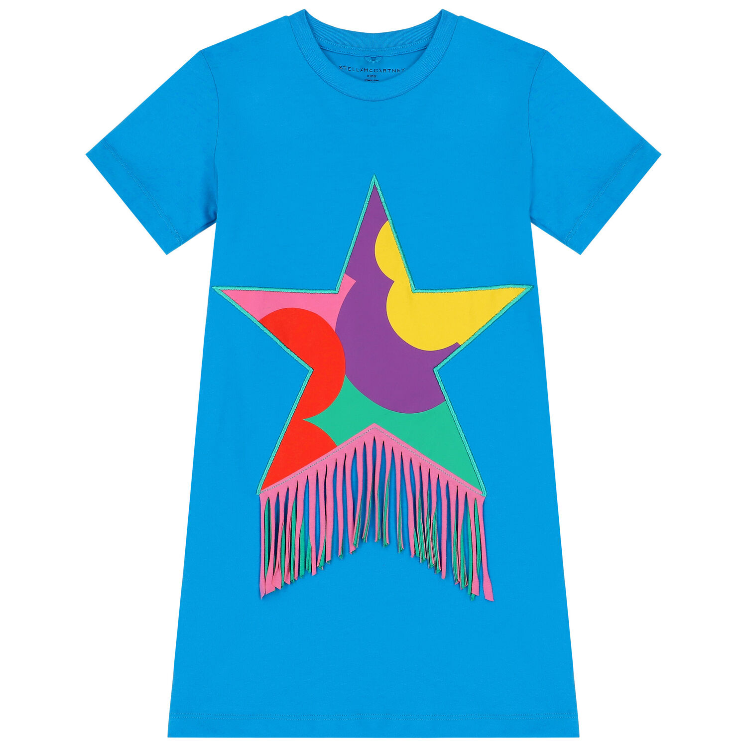 Girls Blue Star T-Shirt Dress, 1, hi-res