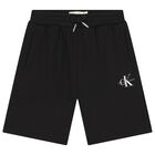 Boys Black Logo Shorts, 1, hi-res