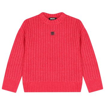 Girls Pink Logo Knitted Jumper