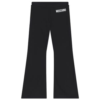 Girls Black Logo Leggings