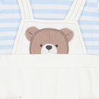 Baby Boys White & Blue Dungaree & Hat Set, 3, hi-res