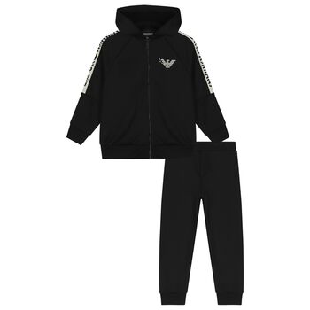 Boys Black Logo Tracksuit