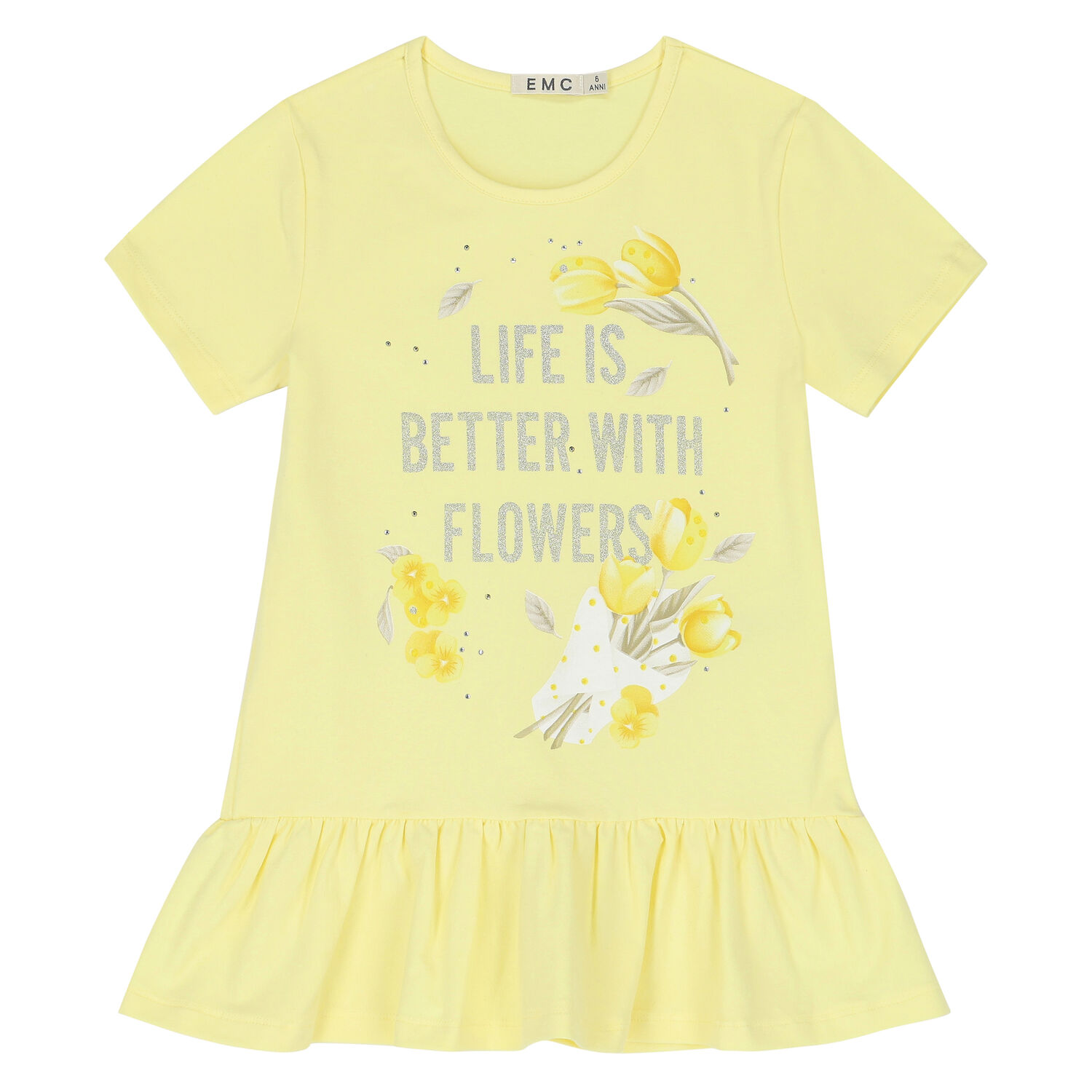 Girls White & Yellow Floral Leggings Set, 1, hi-res