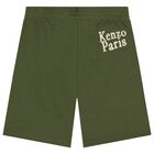 Boys Green Logo Shorts, 1, hi-res