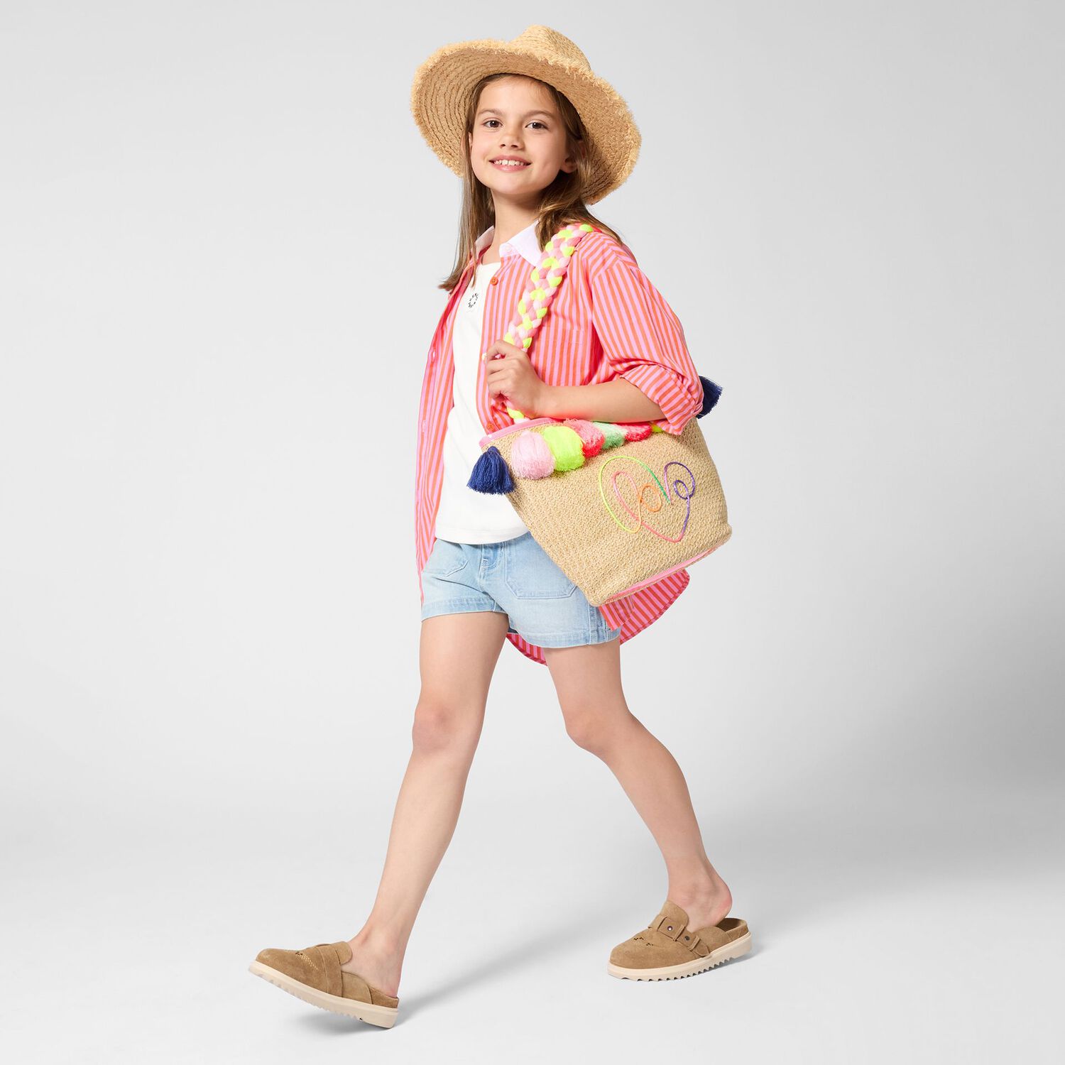 Girls White Logo Top, 1, hi-res