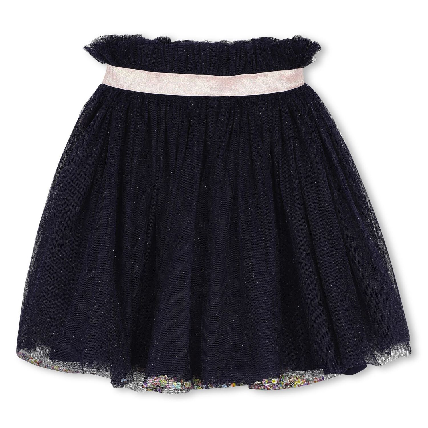 Girls Navy Blue Glitter Tulle Skirt, 1, hi-res