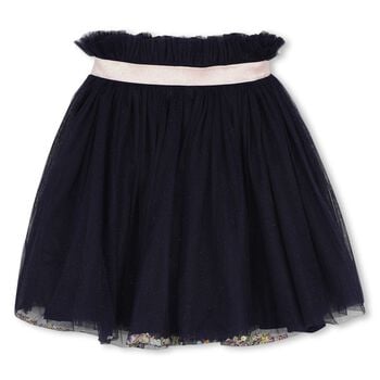 Girls Navy Blue Glitter Tulle Skirt