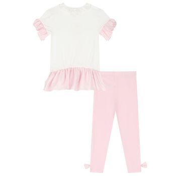 Girls White & Pink Pastry Leggings Set