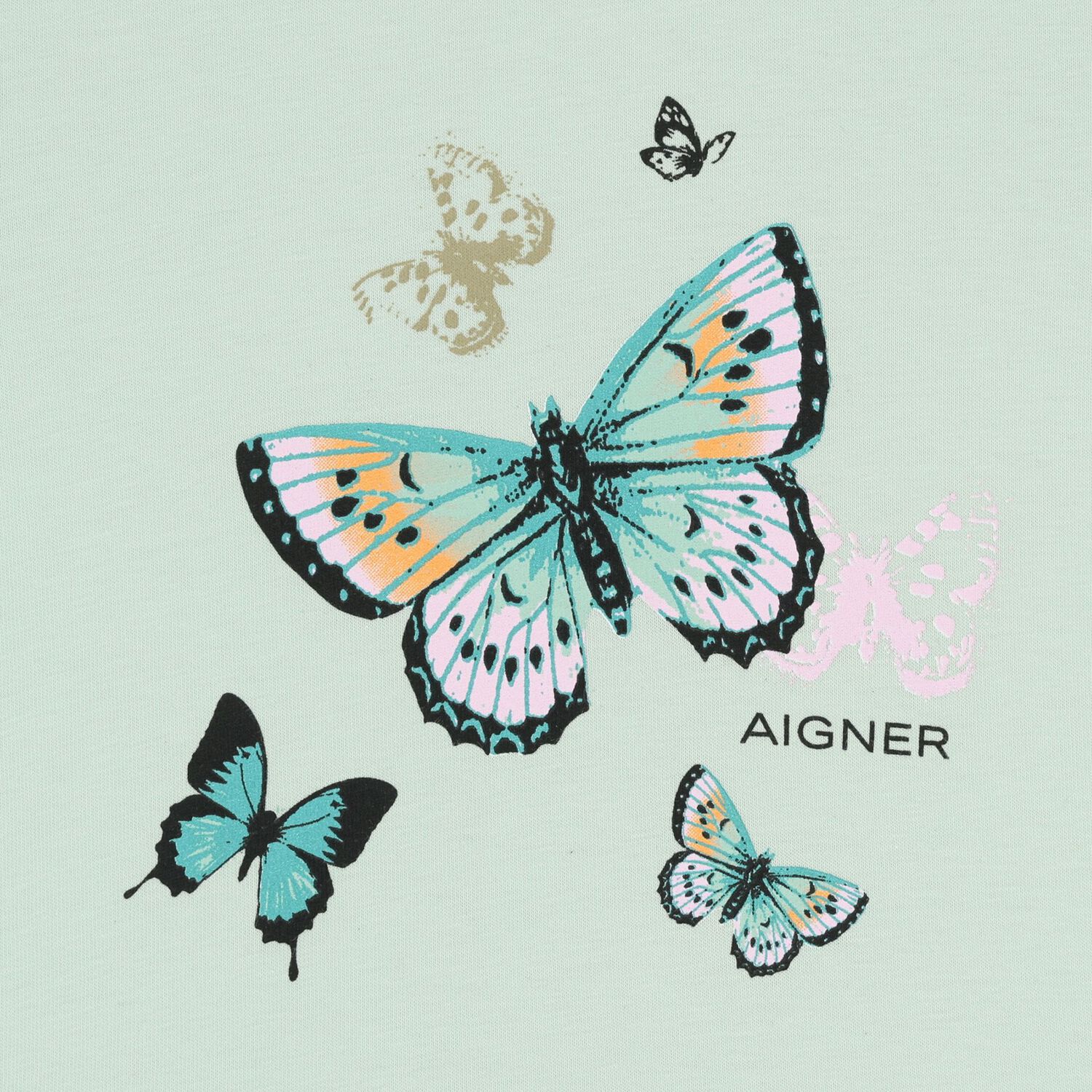 Younger Girls Aqua Butterflies Logo Dress, 2, hi-res