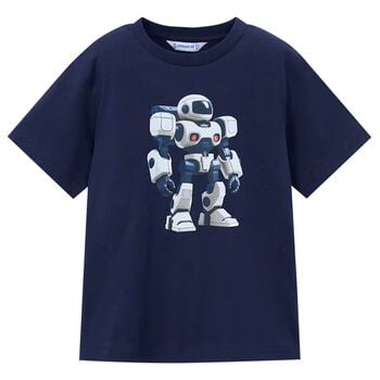 Boys Navy Blue Robot T-Shirt