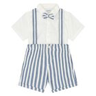 Younger Boys White & Blue Shorts Set, 1, hi-res