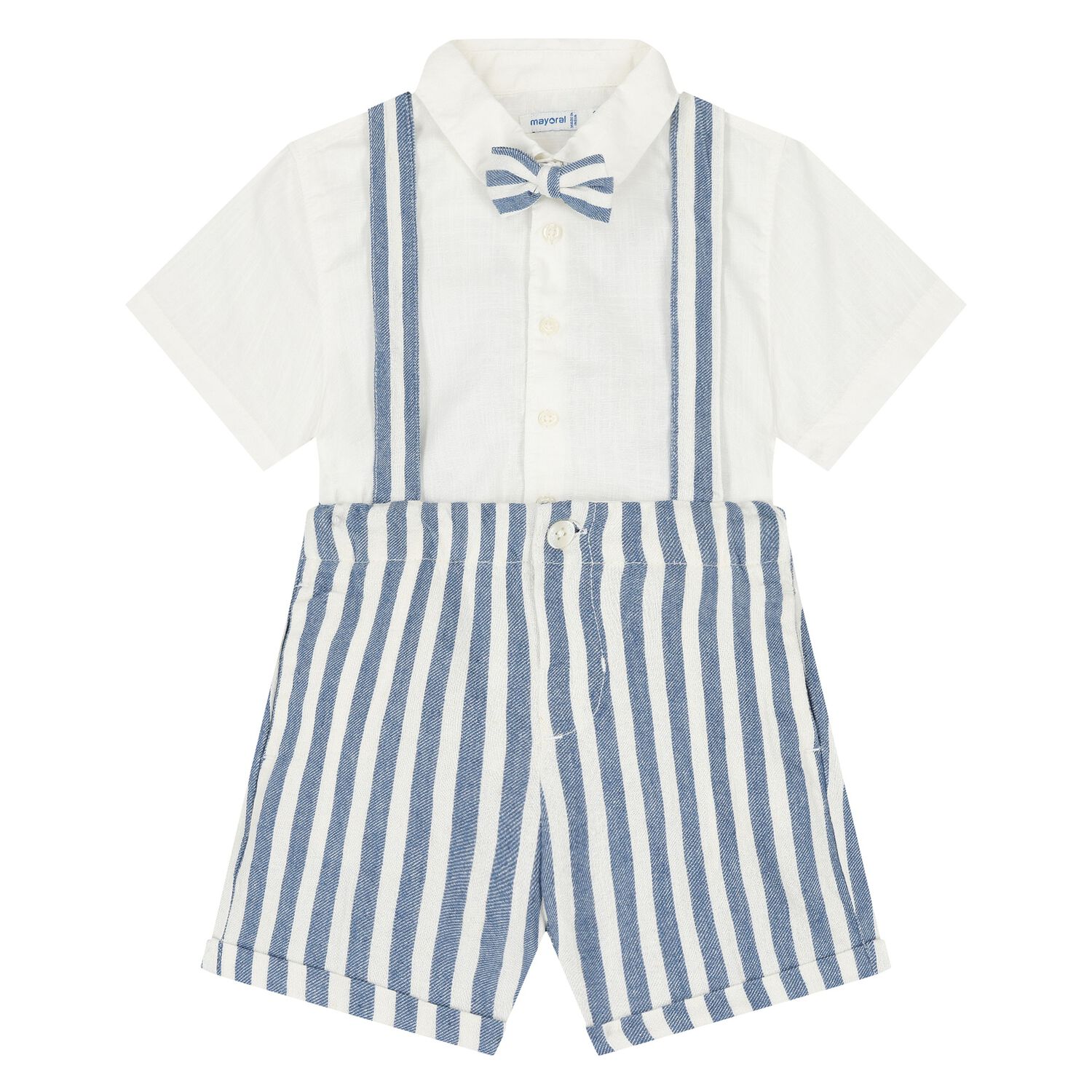 Younger Boys White & Blue Shorts Set, 1, hi-res