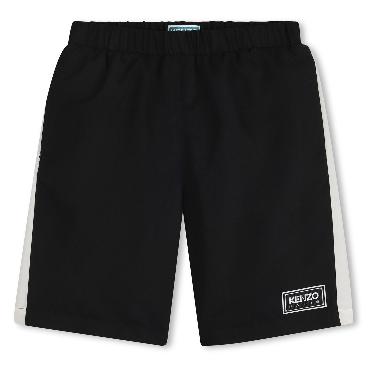 Boys Black Logo Shorts, 1, hi-res
