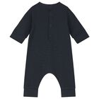 Baby Boys Navy Blue Logo Romper, 1, hi-res