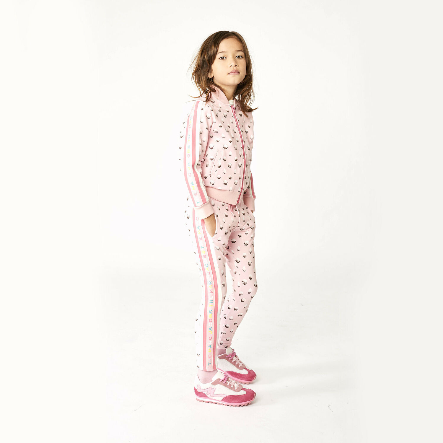 Girls Pink Jersey Joggers, 1, hi-res