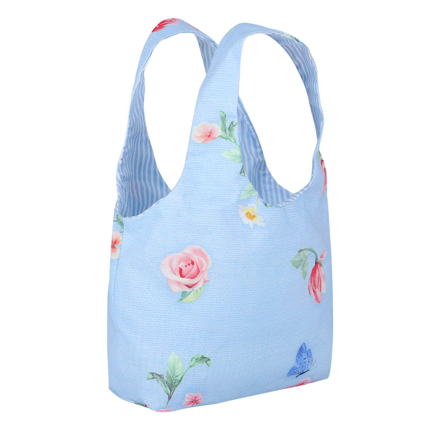 Girls Blue Floral Bag, 3, hi-res