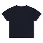 Younger Boys Navy Blue & Ivory Logo Shorts set, 1, hi-res