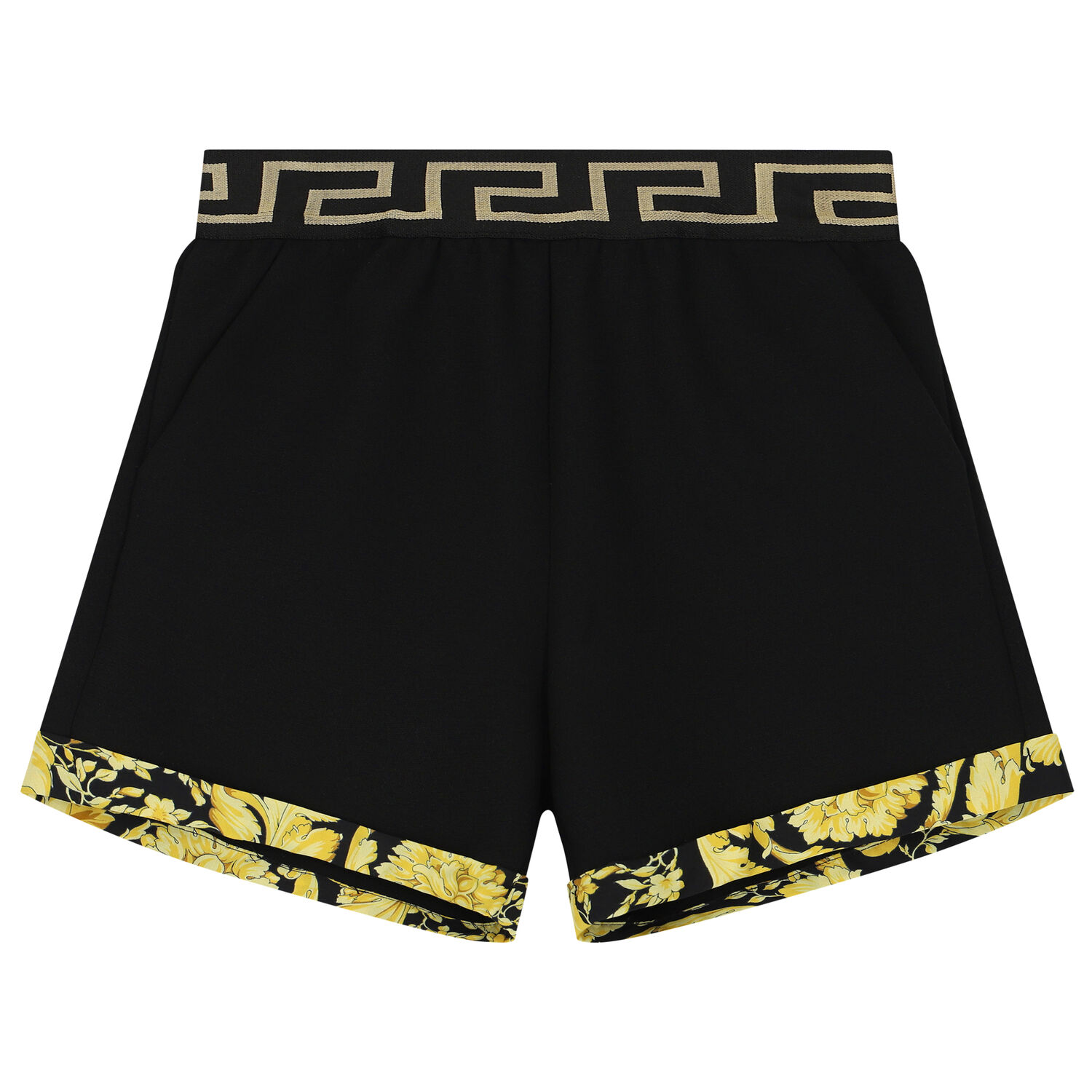Younger Boys Black & Gold Barroco Shorts, 1, hi-res