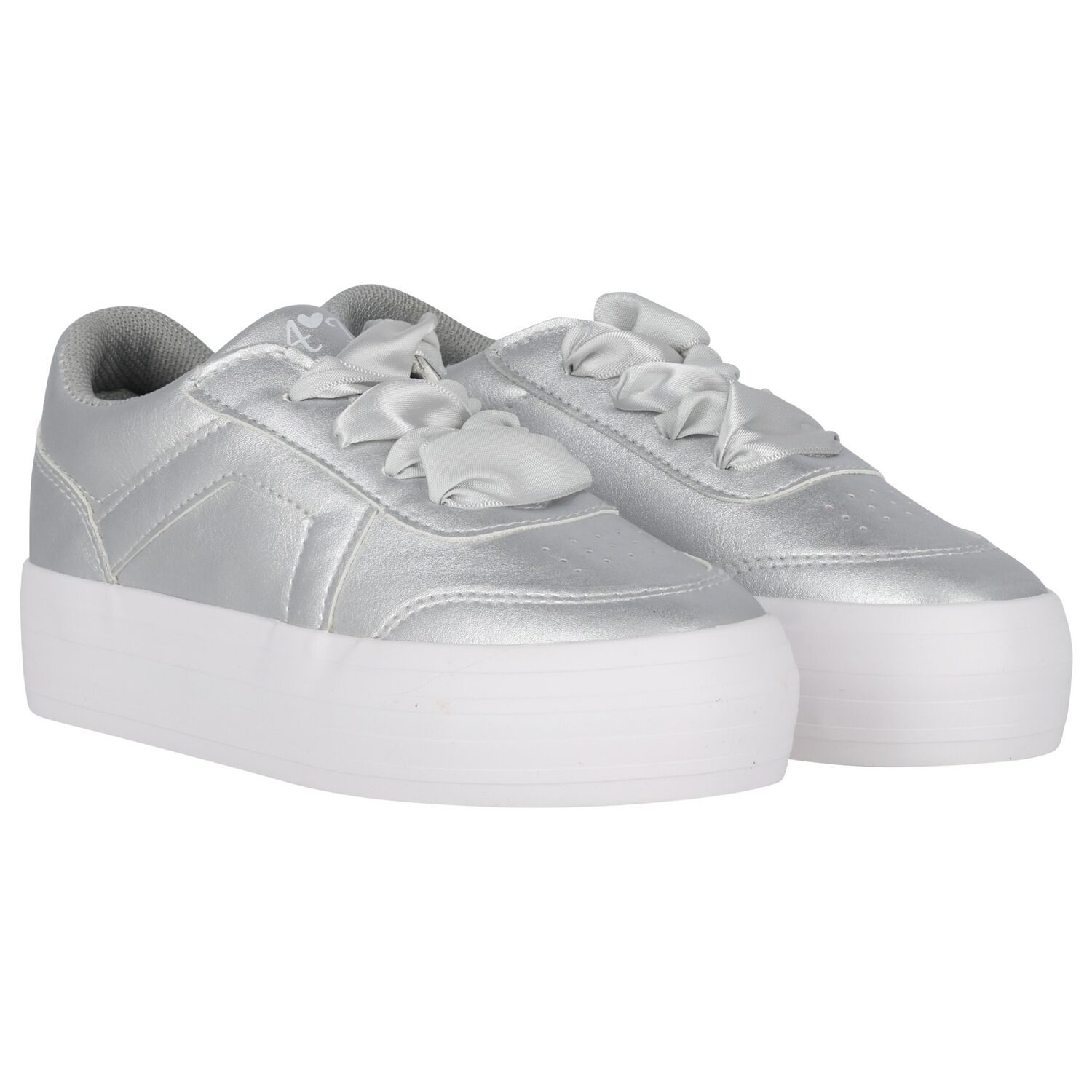 Girls Silver Logo Chunky Trainers, 1, hi-res