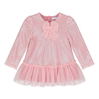 Younger Girls Pink Embellished Sequin Dress