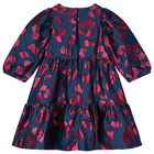 Girls Navy Blue & Pink Leopard Dress, 1, hi-res
