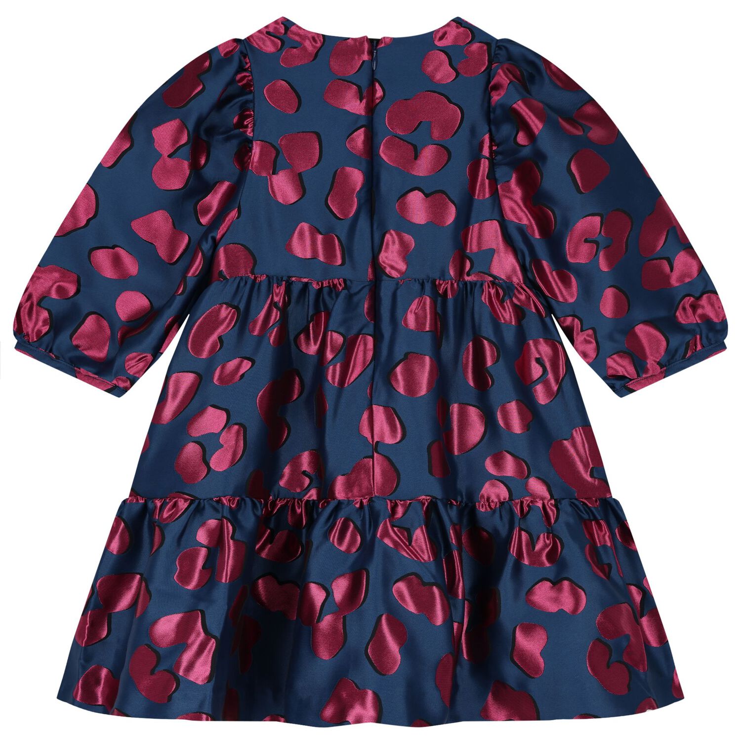 Girls Navy Blue & Pink Leopard Dress, 1, hi-res