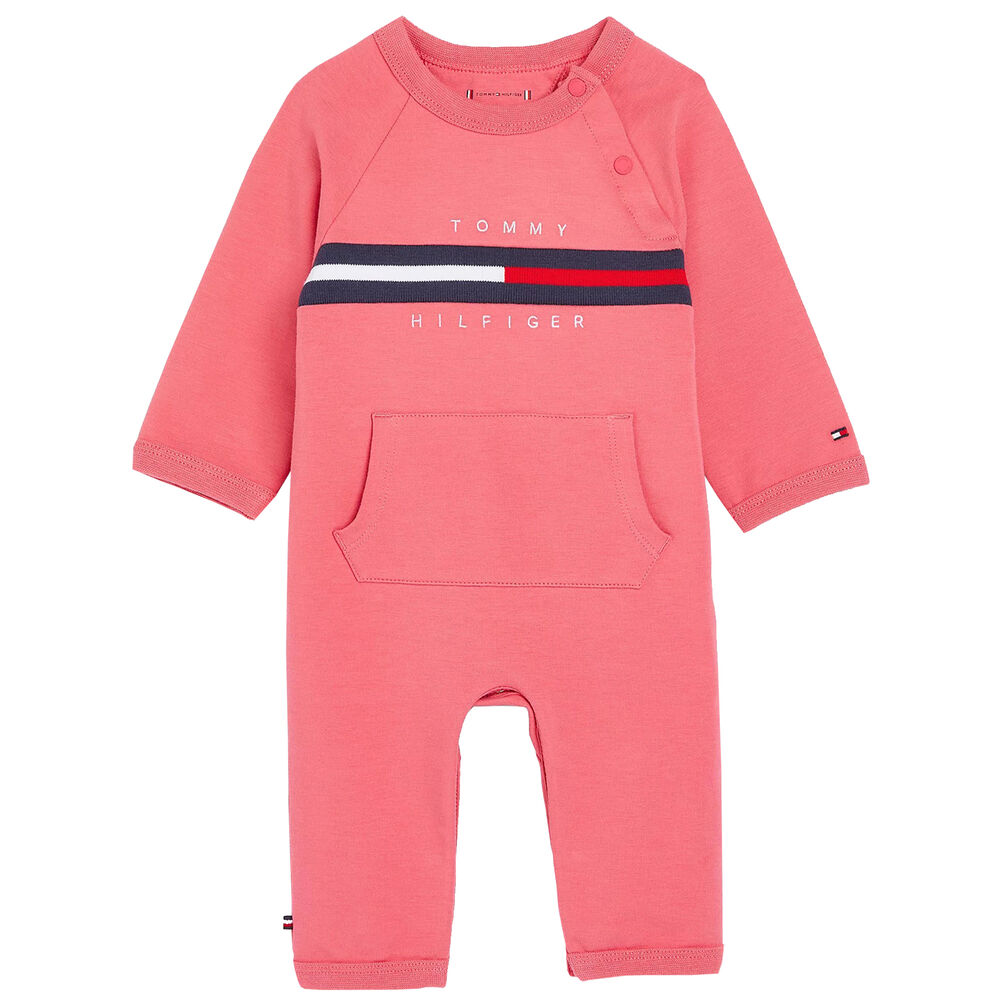 Baby Girls Pink Logo Romper Junior Couture UK