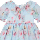 Girls Blue Floral Chiffon Dress, 1, hi-res